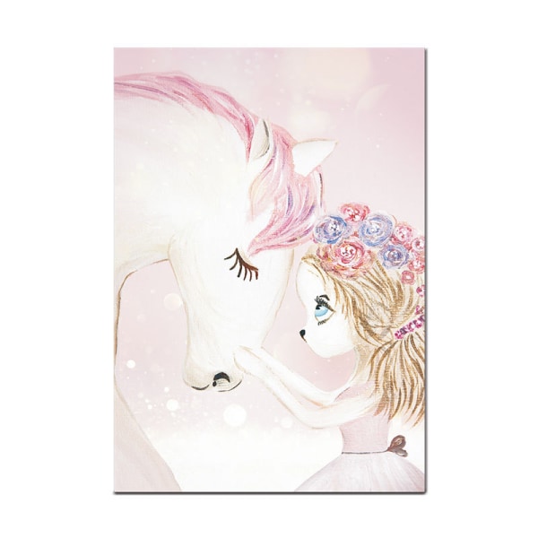 Tecknad Fairy Rabbit 1 väggkonst Canvas Print affisch, enkel söt akvarellkonst