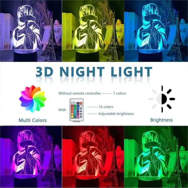 Anime LED Nattlampe, 7 Farger USB-Lading 3D Touch Illusjon