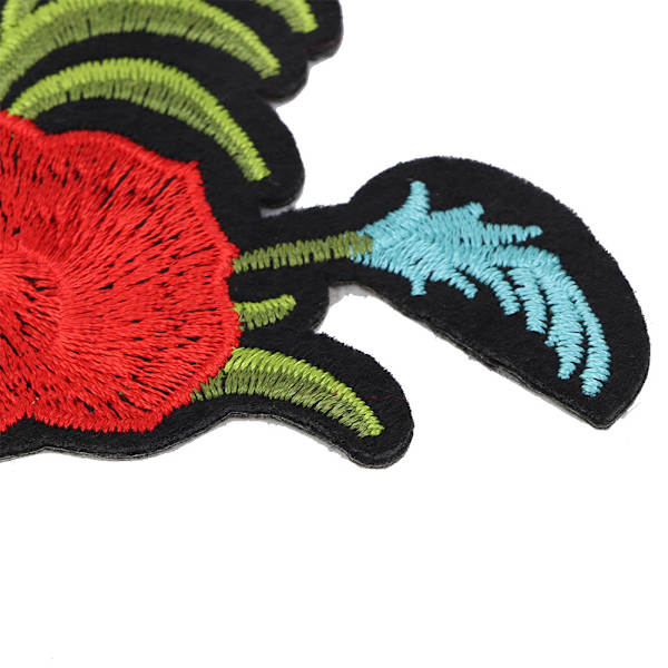 Rød rose broderet patch DIY dekoration tøj strygejern sy mærkat håndværk tilbehør
