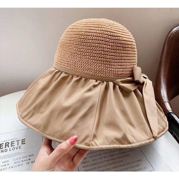 Bow Hat Dam Hatthålshatt i Halm med Bred Brätte Solhatt UPF 50+
