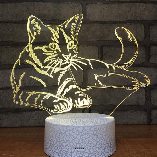 Abstrakt 3D Blomst Optisk Illusjon Nattlys 7 Farger C