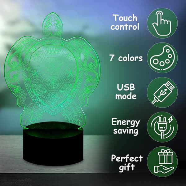 3D Hologram Lampe Skildpadde Natlampe Optisk Illusionslampe LE