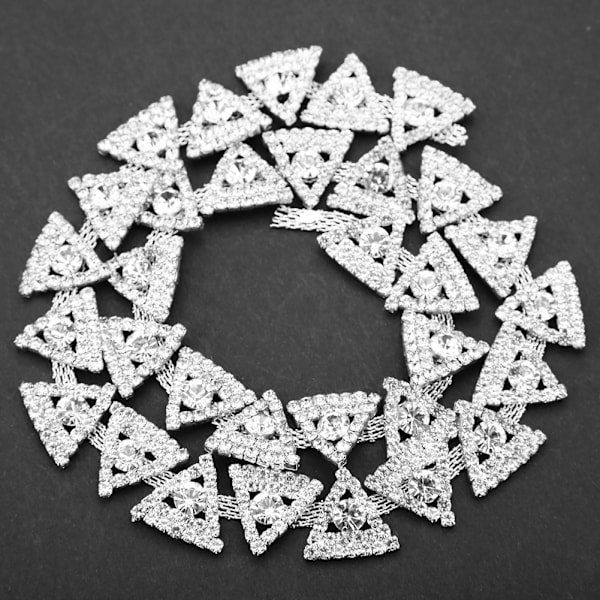 Bælte Sash tasker 1 Yards Trekant Sølv Rhinestones Trim Kæde Brudekjole Applikation Glas Sten