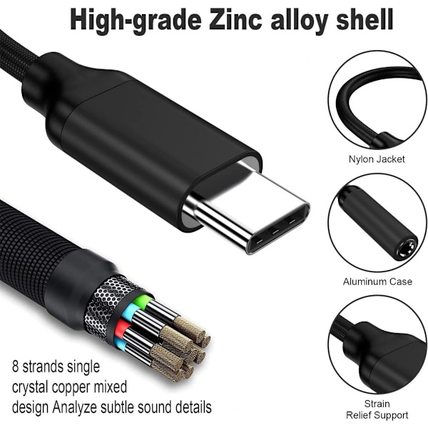 USB Type C til 3,5 mm hun-hovedtelefonstikadapter, USB C til