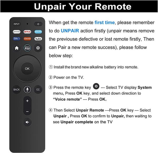 Ny erstatningsfjernkontroll XRT260 passer for Vizio V-