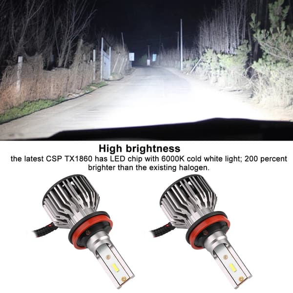 LED Bilfrontlys Pære 6000K Forlys Biltilbehør Vanntett IP68