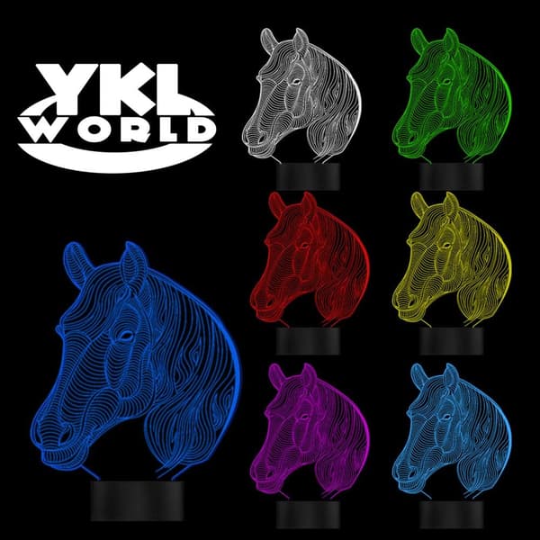Hest nattlys, 3D illusjon skrivebordslampe nattlys for barn