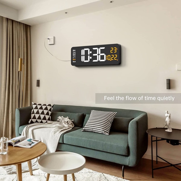 Digital väggklocka, 16\" stor digital väggklocka med LED