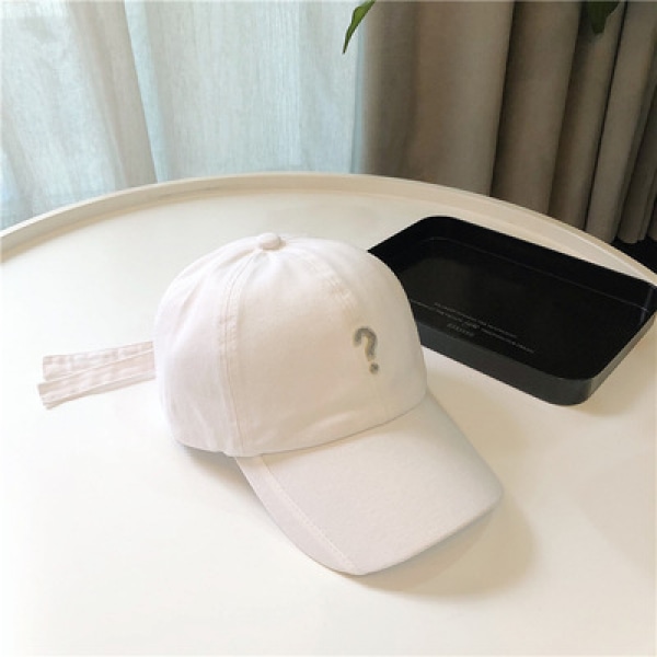 Hatt Dam Frågetecken Enkel Broderi Retro Sommar Shad White