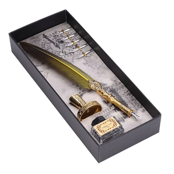 Fjerpen Flydende behagelig skrivning Vintage Elegance udsøgt håndværk Quill Feather Pen til gaver KalligrafiGul