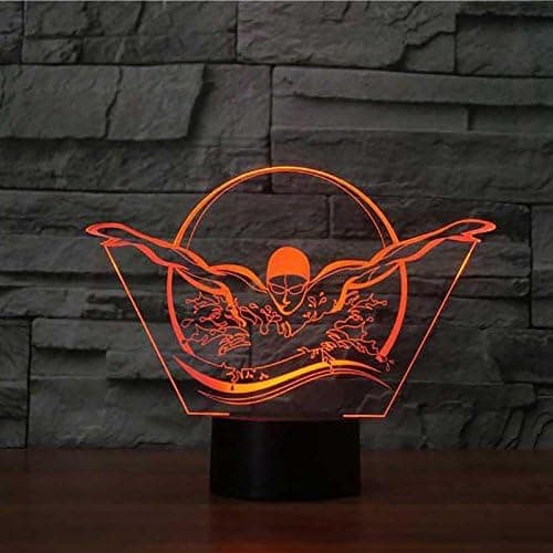 3D Svømming Nattlys Bord Skrivebord Optisk Illusjon Lamper 7