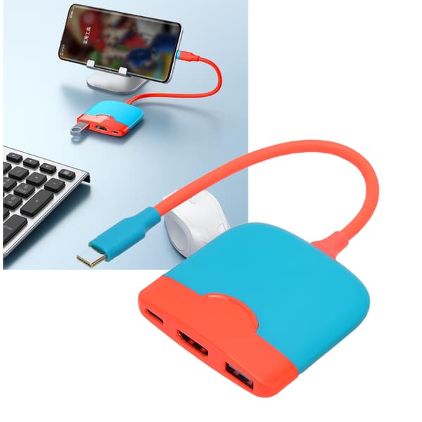 Bärbar TV-dockningsstation 4K USB3.0 PD Snabbladdning 3 i 1 HD Multimedia Interface Adapter Hub Dock för Switch
