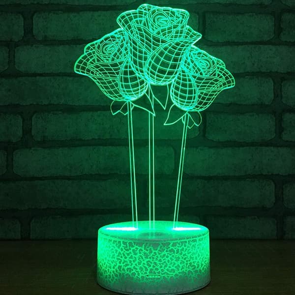 Abstrakt 3D Blomst Optisk Illusjon Nattlys 7 Farger C