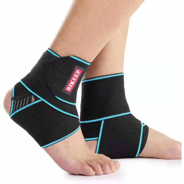 Ankelstøtte, Justerbar Ankelbandage Åndbart Nylon Material Super Elastisk og Komfortabel, 1 Størrelse Passer Alle, Velegnet til Sport (Blå (1 Par)) Blue 1 Pair