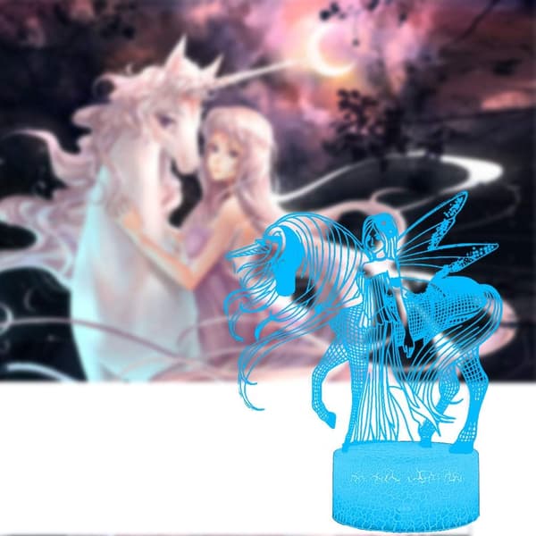 Enhörning Sprite Nattljus 3D LED Optisk Illusion Ljus La