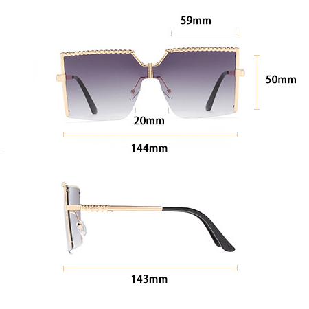 Mote Dame Metall Legering Halv Ramme 100% UV-beskyttelse Sol