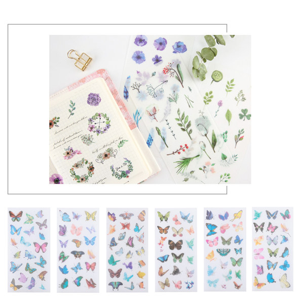 6 kpl/setti DIY-päiväkirjatarra Käsikirjan koristetarra Scrapbooking-tarra Tarvikkeet (A004826)