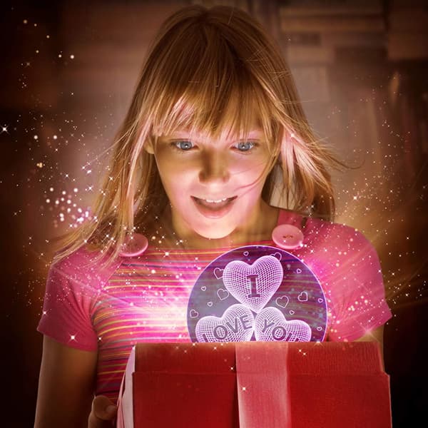 Hjerteformet 3D Natlampe til Elskende, Gaver til Valentinsdag