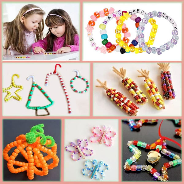 1300 stk. DIY børns håndværk perler venskab armbåndssæt, med pony perler bogstav perler og elastisk ledning, farverige charms, brugt til brugerdefineret halskæde 1300pcs