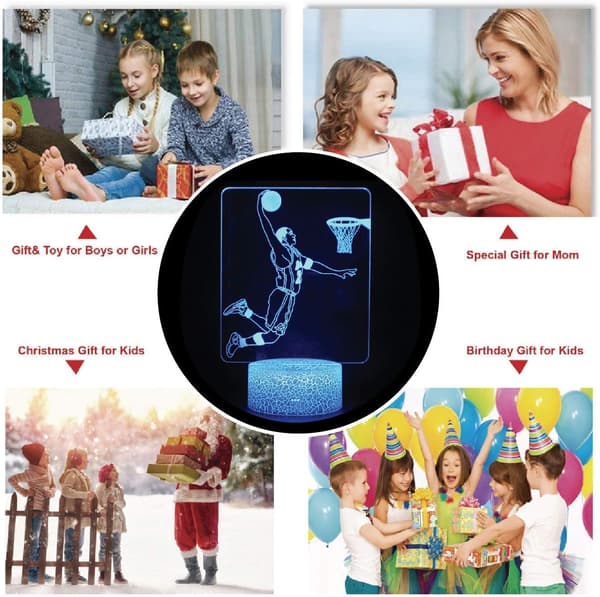 3D Natlampe Basketball Skydende Cool Pose Dunk Star Elsker