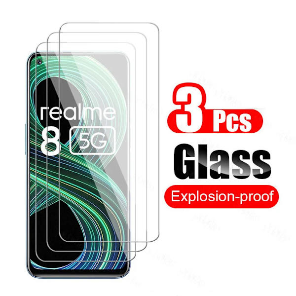 HD-glas för Realme 8 härdat skyddsglas skärmskydd full täckning säkerhet silkeslen film