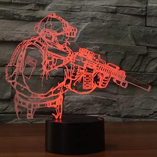 3D Nyhet Soldat Nattlys Fjernkontroll Strøm Berøring Ta