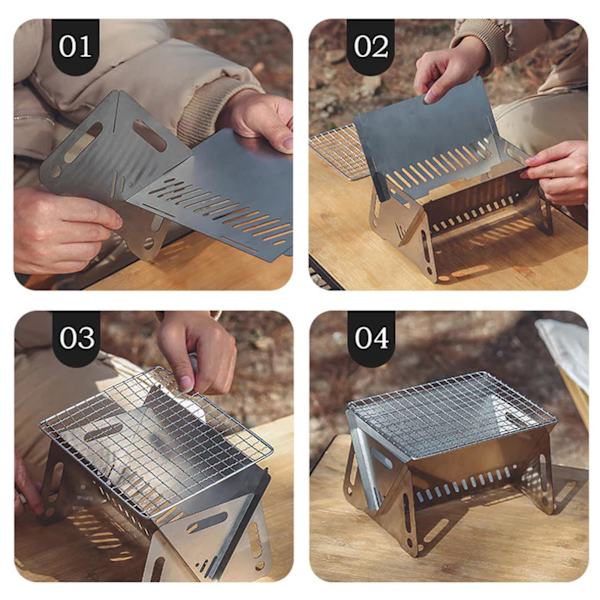 Werwing Portabel Grill: Kompakt, Vikbar Utomhusmatlagning för Camping & Picknick (2-pack) 2 Pack