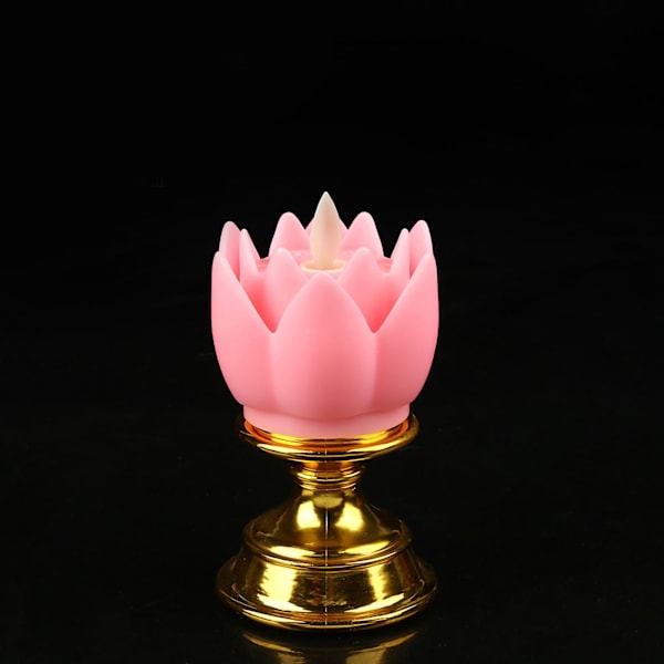 LED Lotus Lampe Simulert Stearinlys Design Mykt Naturlig Lys Lotus Blomsterlys Buddha Lampe Dekorasjon Rosa