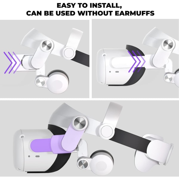 Design Halo Hovedrem til Oculus/Meta Quest 2, Justerbar Rem og Øremuffer Tilbehør til Oculus Quest 2, Forbedret Support & Spil Fordybelse, R