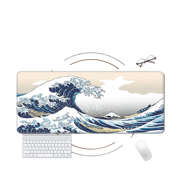 Tastatur Computer Desk Pad 80x40cm - Speed ​​​​Surface Gamer Oyun Mouse Pad MousePad (80x40cm, Japon Dalgası - Kanagawa)