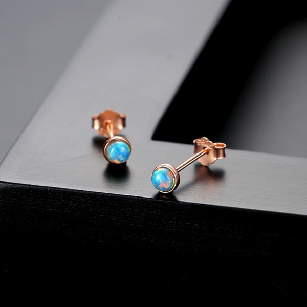 Sterling Silver Äkta eller Förgyllda Rund Opal Stud Ea