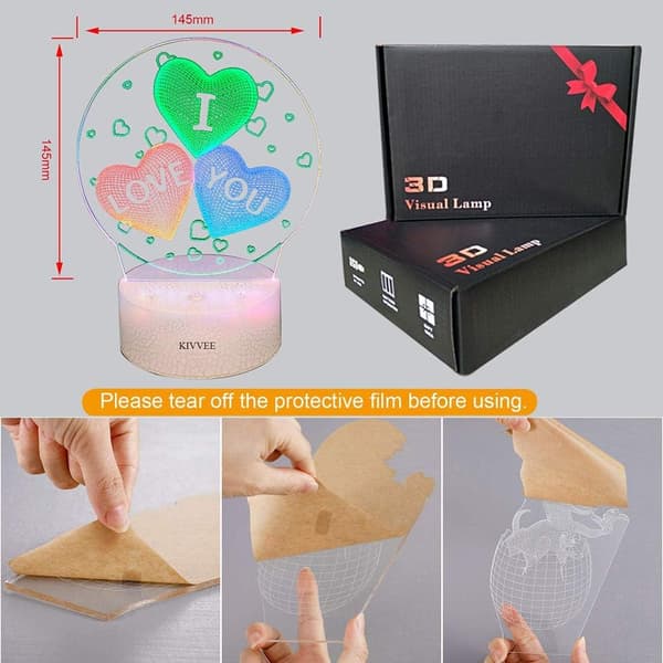 3D nattlampa I Love You Leeter Illusion Lamp Visual Table