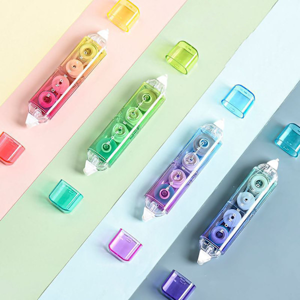 Korrigeringstejp Gradient Färg Skal Förpackning Dubbelhuvud Transparent Enkel Häftande Korrigeringstejp Suddgummi för Skola 5mm(6 Meter)