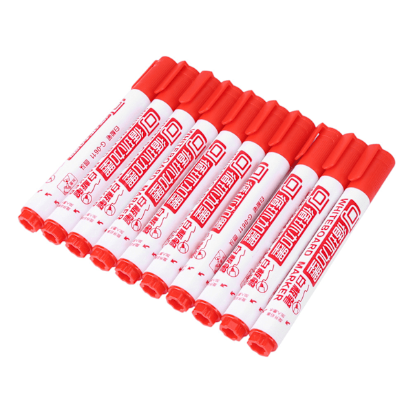 10 st set Oriental NOn-toxiska raderbara whiteboardpennor Skolmaterial (röd)