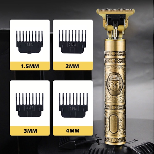 Hiustenleikkuri miehille, langaton sähköinen hiustenleikkuri ladattava parranleikkuri ajokone, sähköinen T-teräleikkuri Zero Gapped Edgers Clipper Hair Cut Retro Gold