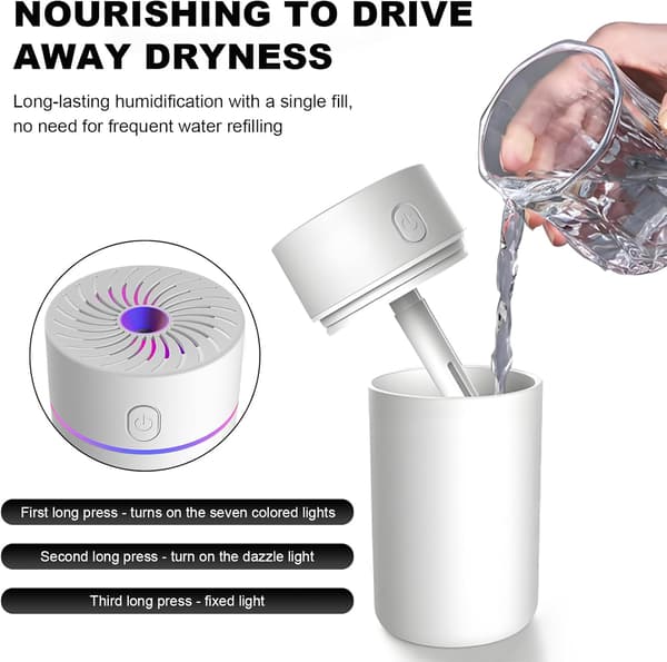 USB-driven billuftfuktare och doftspridare – Bärbar eterisk olja aromaterapi för fordon White
