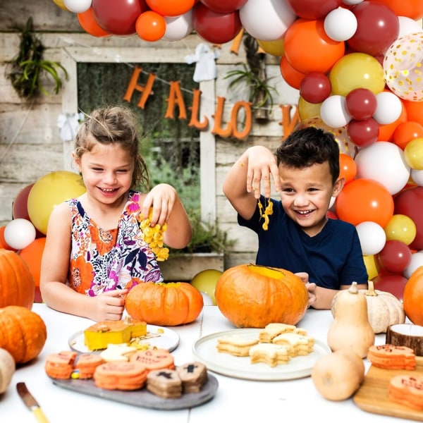 Syksyn ilmapallokaarikoristelusetti, oranssi-burgundinpunakultaiset konfettisyksyn juhlapallot, Halloween-syntymäpäiväjuhliin, pienen kurpitsan vauvakutsujen koristeluun Orange Yellow Red White