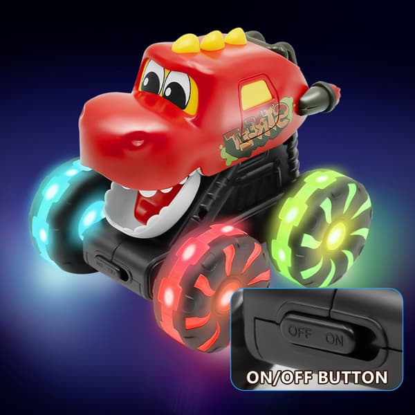 Punainen pureskeleva dinosaurus-monsteriauto – Paina ja aja -auto red