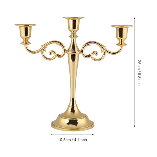 3-armad metalljusstake europeisk stil kandelaber bröllopsljusstake heminredning Gold