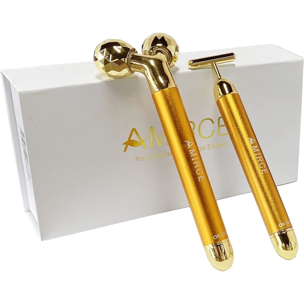 Kasvohieronta Roller Golden 3D Roller Sähköinen Kasvohieronta ja T-muotoinen Kasvohieronta Roller Massager Kit Kasvohieronta