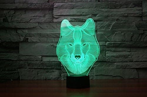 3D Dyr Ulvehode Nattlys Berørings Bord Skrivebord Optisk Illusjon