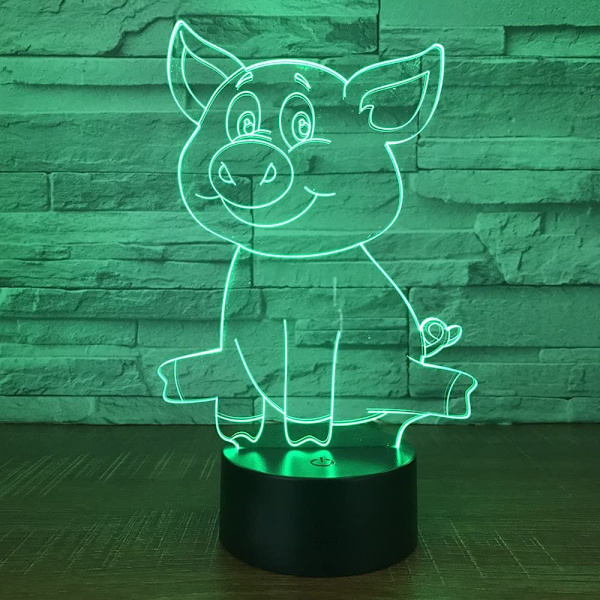 3D Gris Natlampe Dyr USB Touch Switch Dekor Lampe Bord