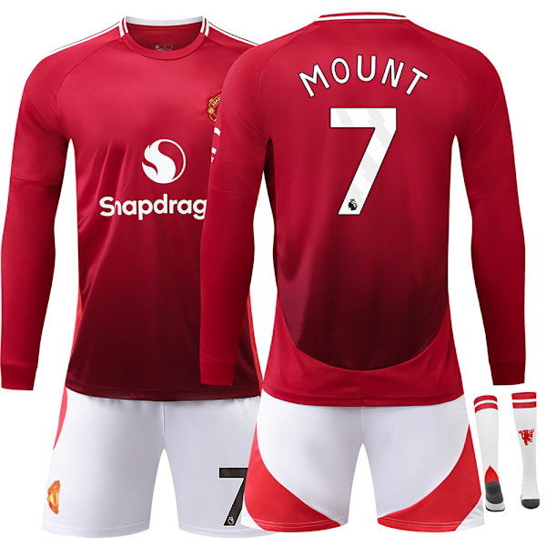 24/25 Jalkapallosetti lapsille, verryttelypuku pojille, Red Imps NO.7 Mount jalkapallojoukkueen pelipaita pitkä verryttelypuku paidat shortsit 22
