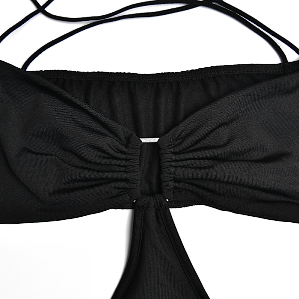 Up Rygløs Ruched Criss Cross Cutout Korte Kjoler(Sort L)