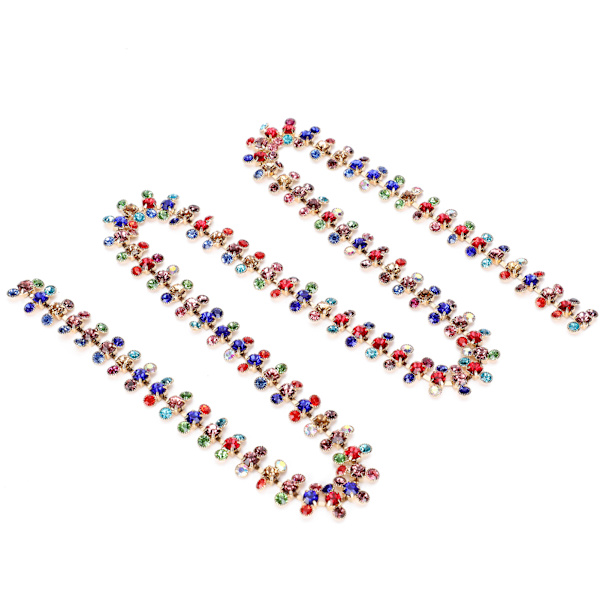 Rhinestone-kjede 3 rader for DIY klær brudekjoler dekorasjonstilbehør 1 yard blandede farger