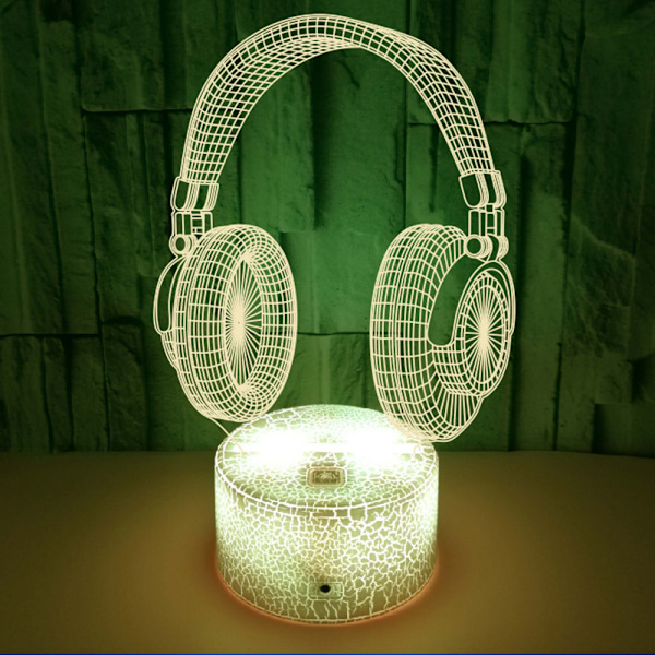 Headset 3D nattlampa, 7 färger som ändras med touch & fjärrkontroll
