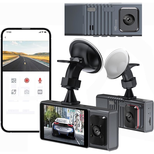 Dash Cam Front Inside, WiFi FHD 1080P HD Dash Camera for Cars, Car Camera with APP, WiFi Dash Cam with WDR Night Vision, 24 Hours Parking Record Dash