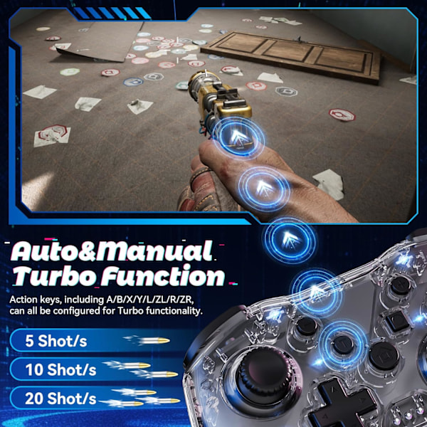 Trådlös Switch Pro-kontroller för Nintendo Switch-kontroller/Lite/OLED/Windows/iOS/Android, 7-färgad justerbar RGB-belysning Switch Remote Gamepad med