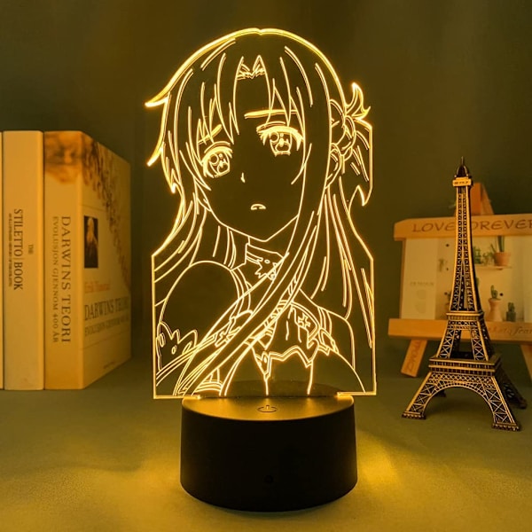 SAO Anime Figur LED-lys Søt Gutter & Jenter Jul Bursdag Feriefest Gave Kirito/Asuna/Asada Shino 3D Optisk Illusjon Bordlampe