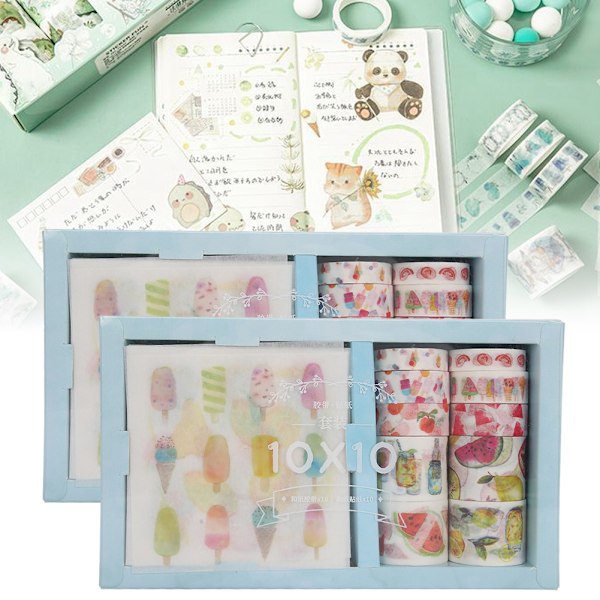2 sarjaa Washi-paperiteippiä ja tarroja Maskiteipit Japani DIY-etiketti Scrapbookingiin